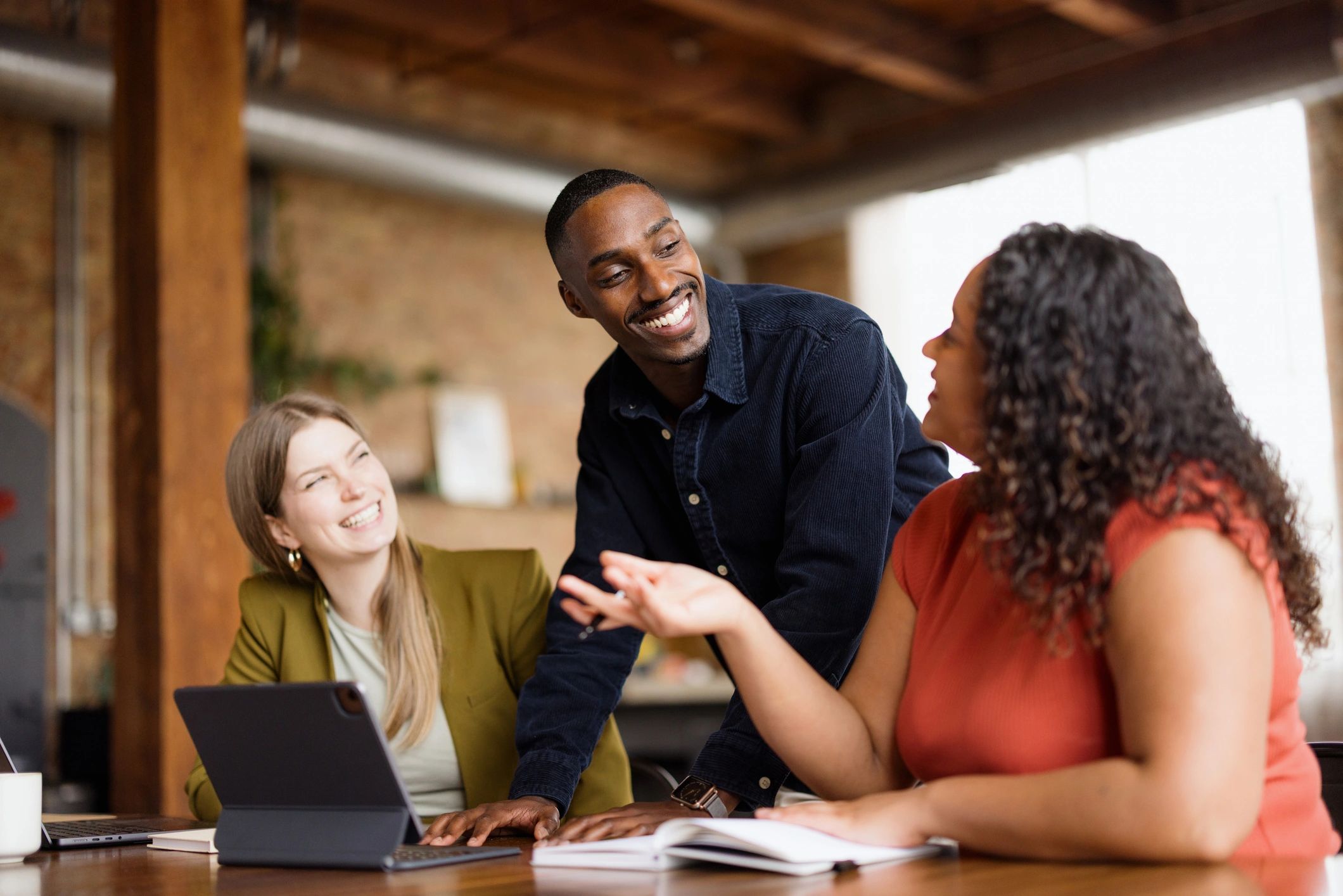 Colleagues collaborating in a workforce planning meeting