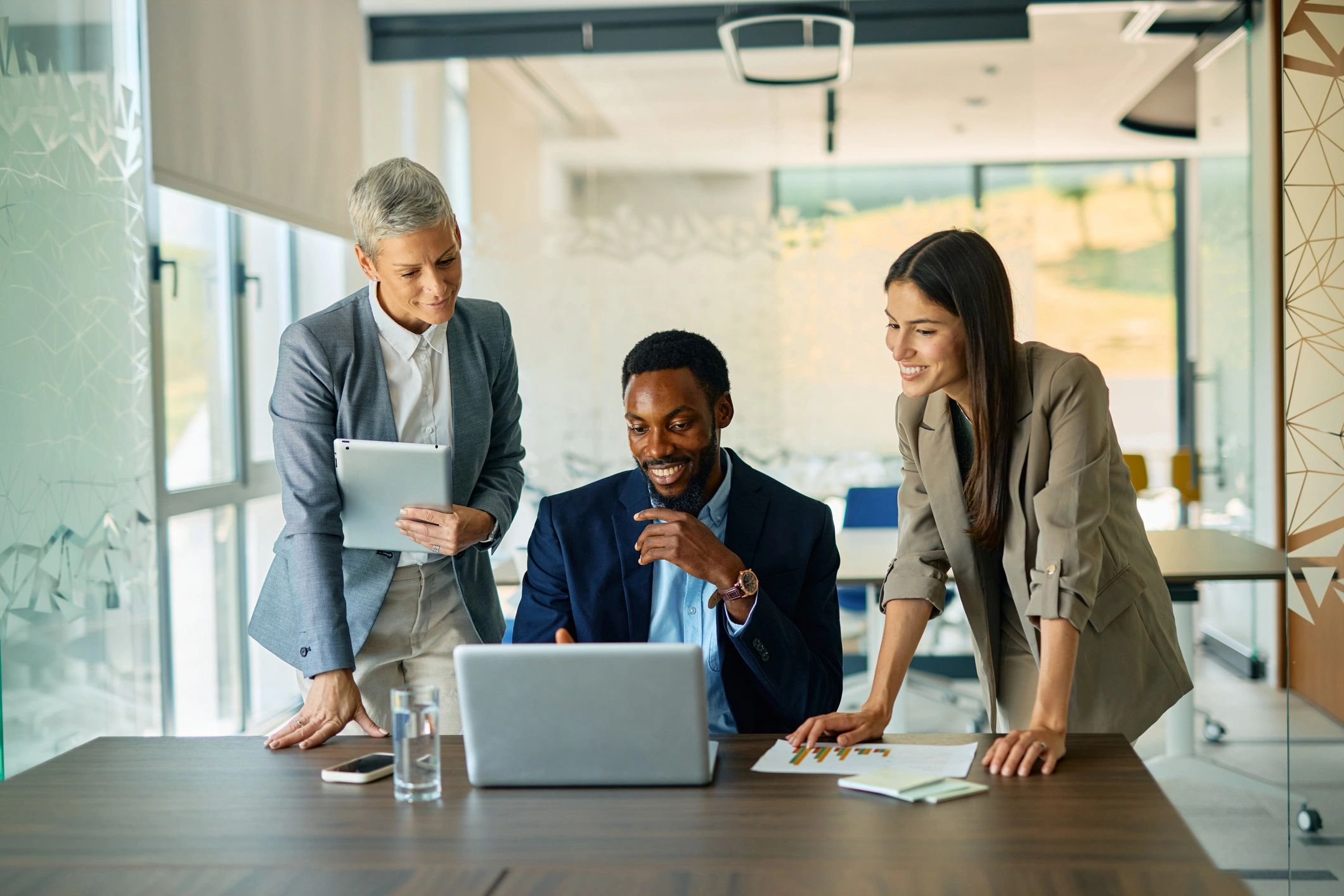 Business team collaborating in a modern office